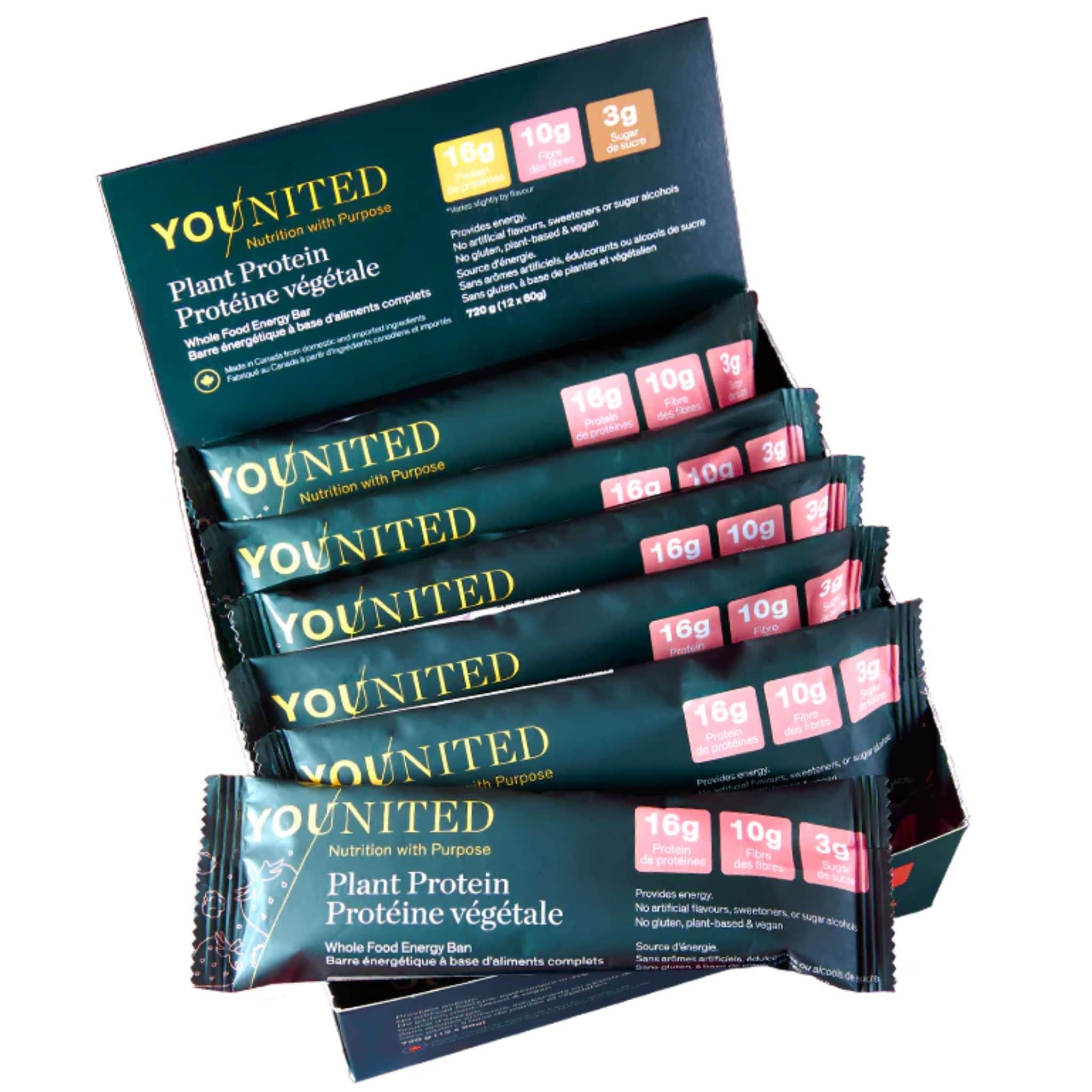 Younited Plant Protein Snack Bar, High Protein High Fibre Low Sugar Protein Bar, Box of 12 Bars - Image 4