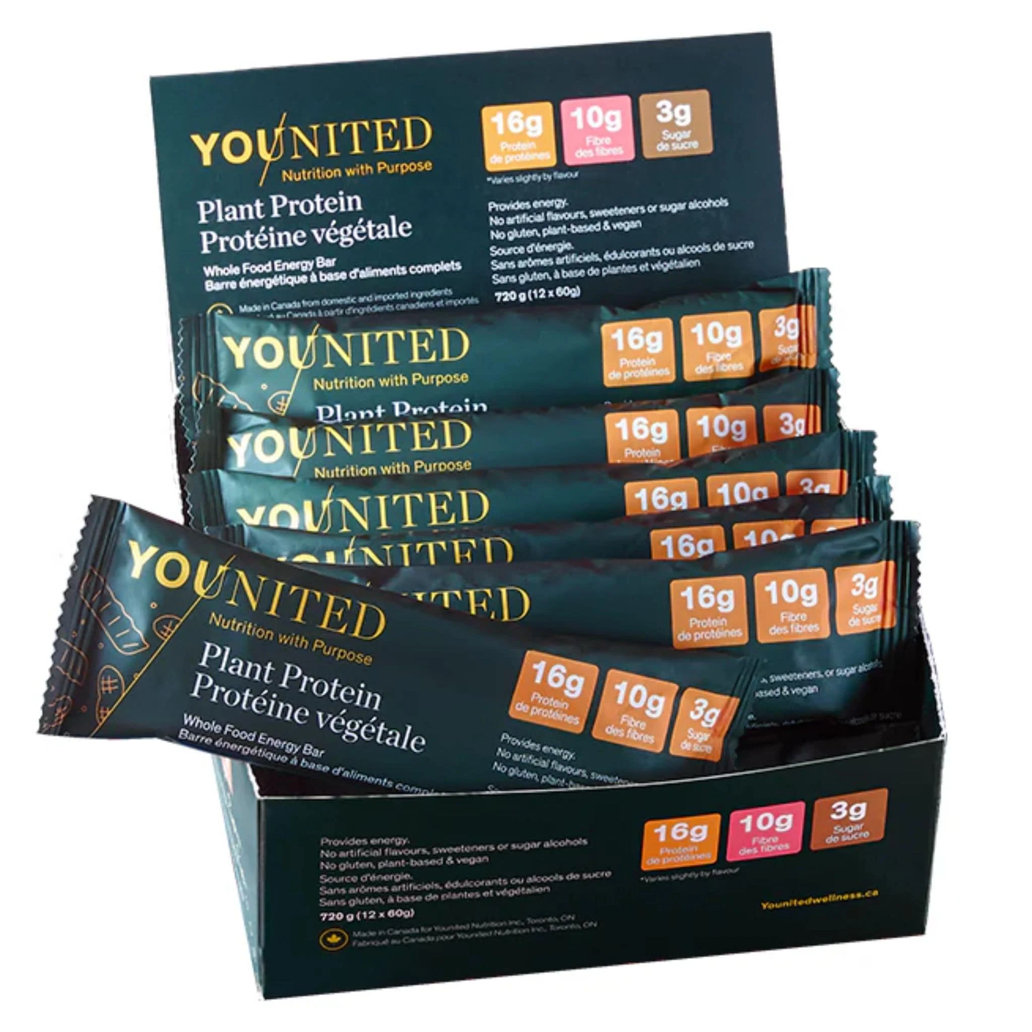 Younited Plant Protein Snack Bar, High Protein High Fibre Low Sugar Protein Bar, Box of 12 Bars - Image 7