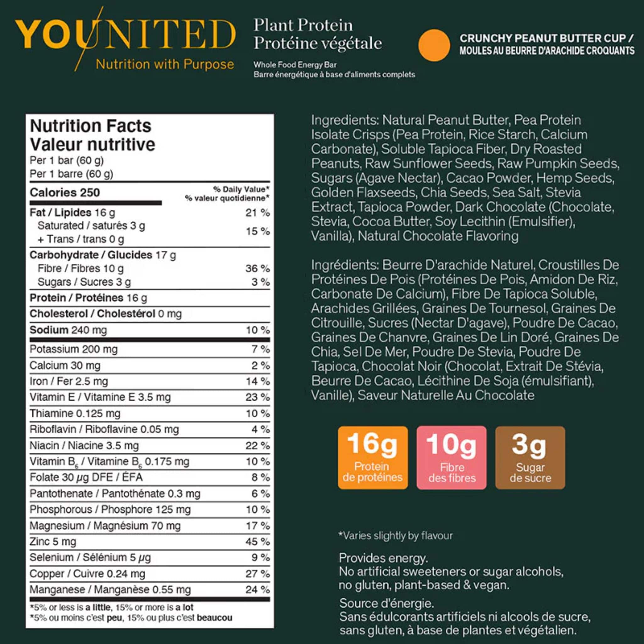 Younited Plant Protein Snack Bar, High Protein High Fibre Low Sugar Protein Bar, Box of 12 Bars - Image 9