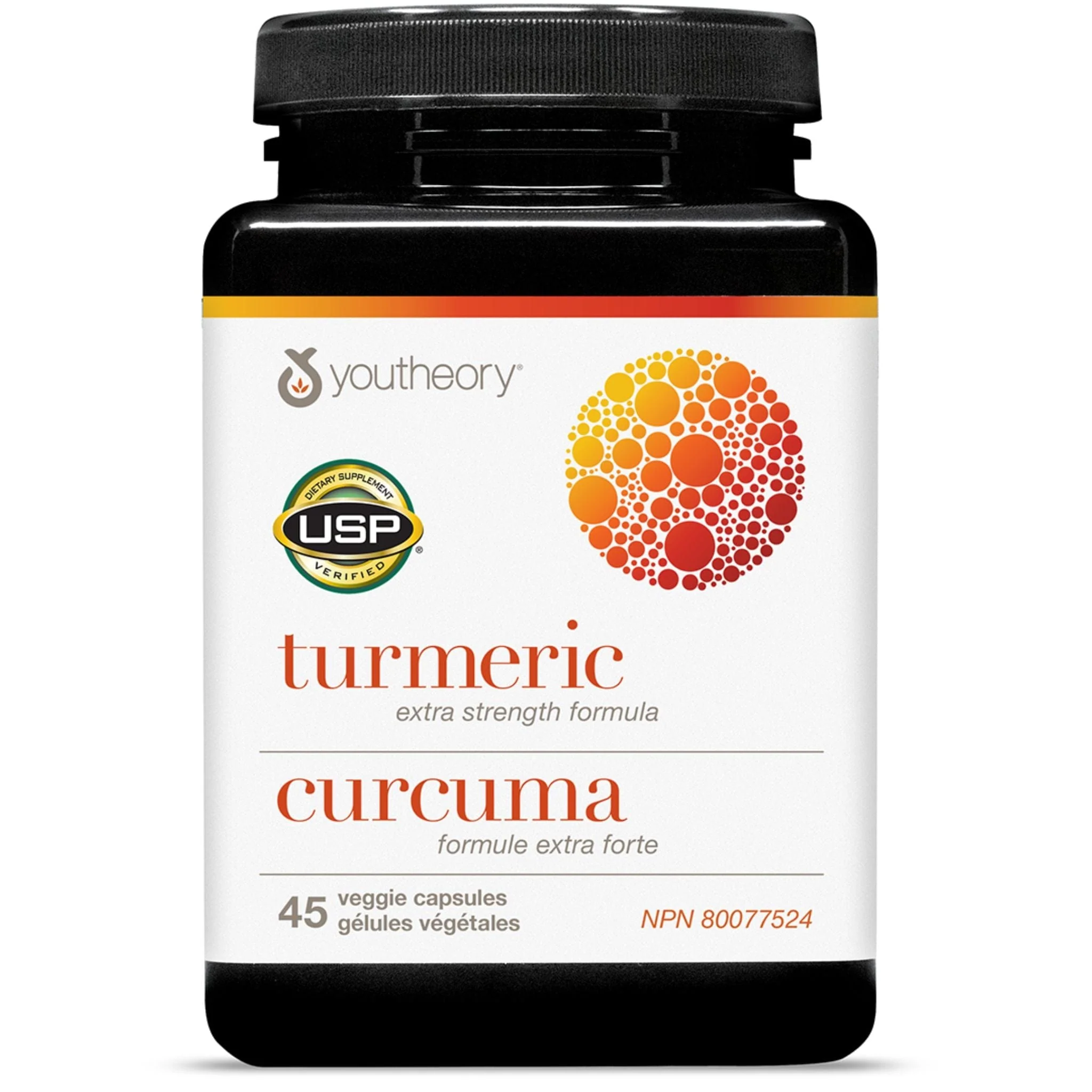 YouTheory Turmeric Extra Strength Formula 500mg, 45 Veggie Capsules